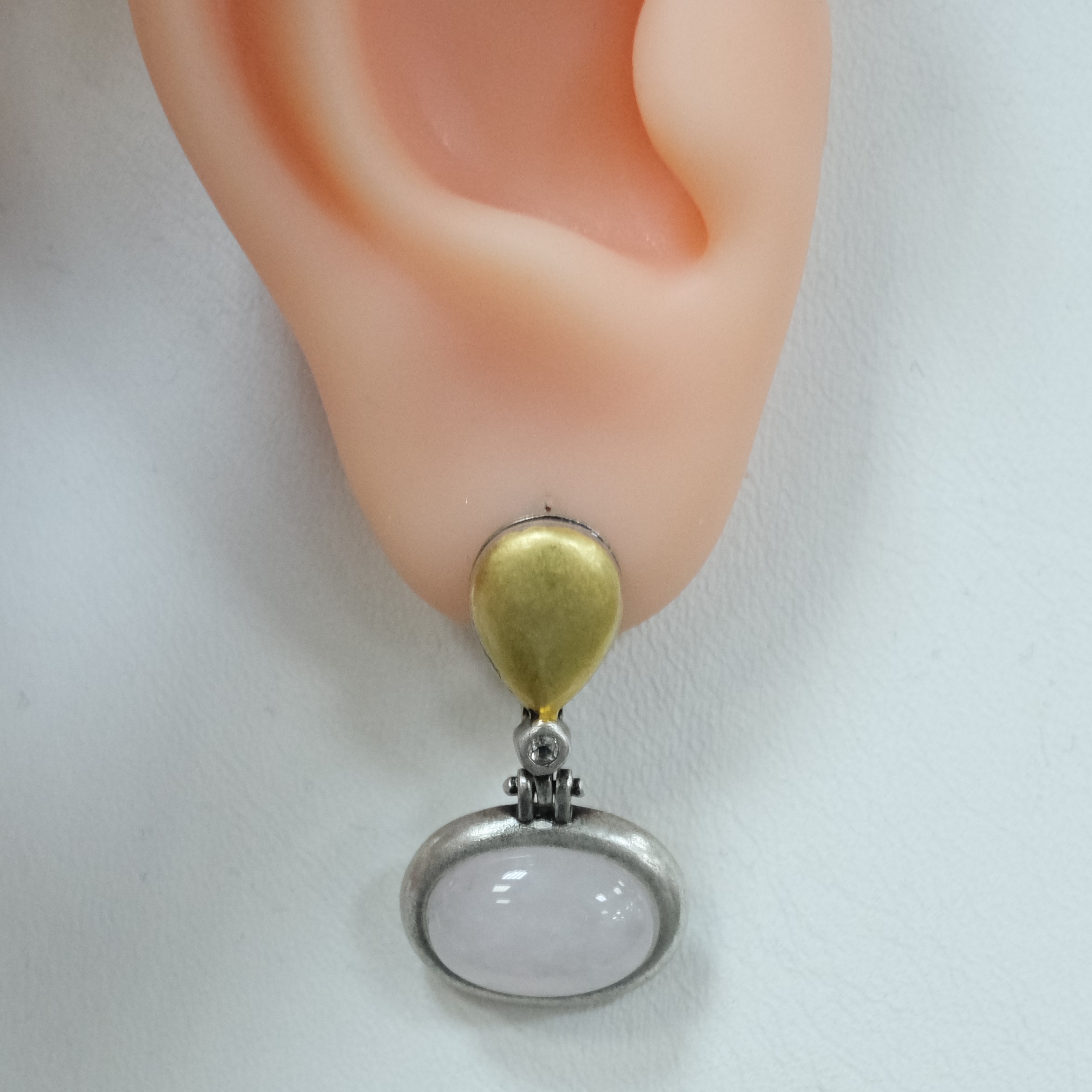 Серебряные серьги с розовым кварцем